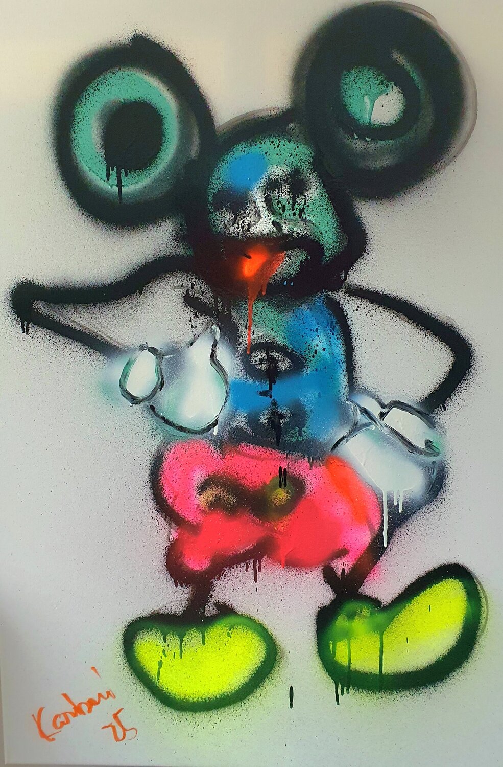 Mickey Mouse. Wer will sich mit mir anlegen? Pop art by karibou Karibou Original painting for sale