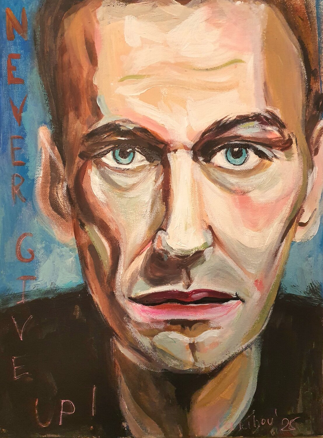 Hommage an Navalny. Never give up! Karibou Original painting for sale