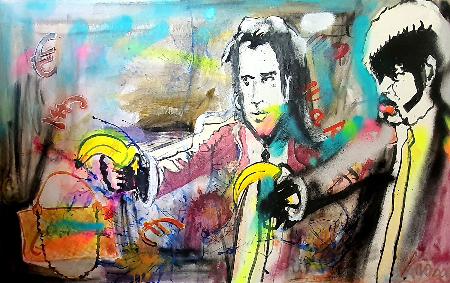 Glow in the dark. Bang bang. John Travolta. Misirlou. Pulp fiction. Karibou Original painting for sale