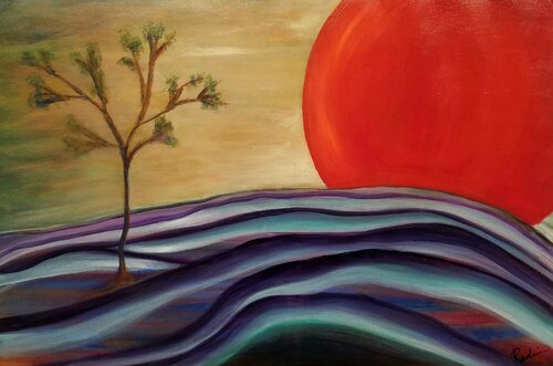 Red Circle in Joshua Tree by Redin Winter, Painting for Sale on Select