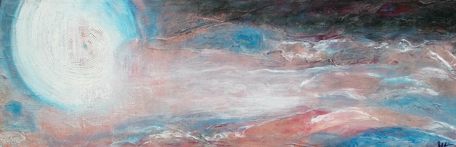 Under the Pink Redin Winter Original painting for sale