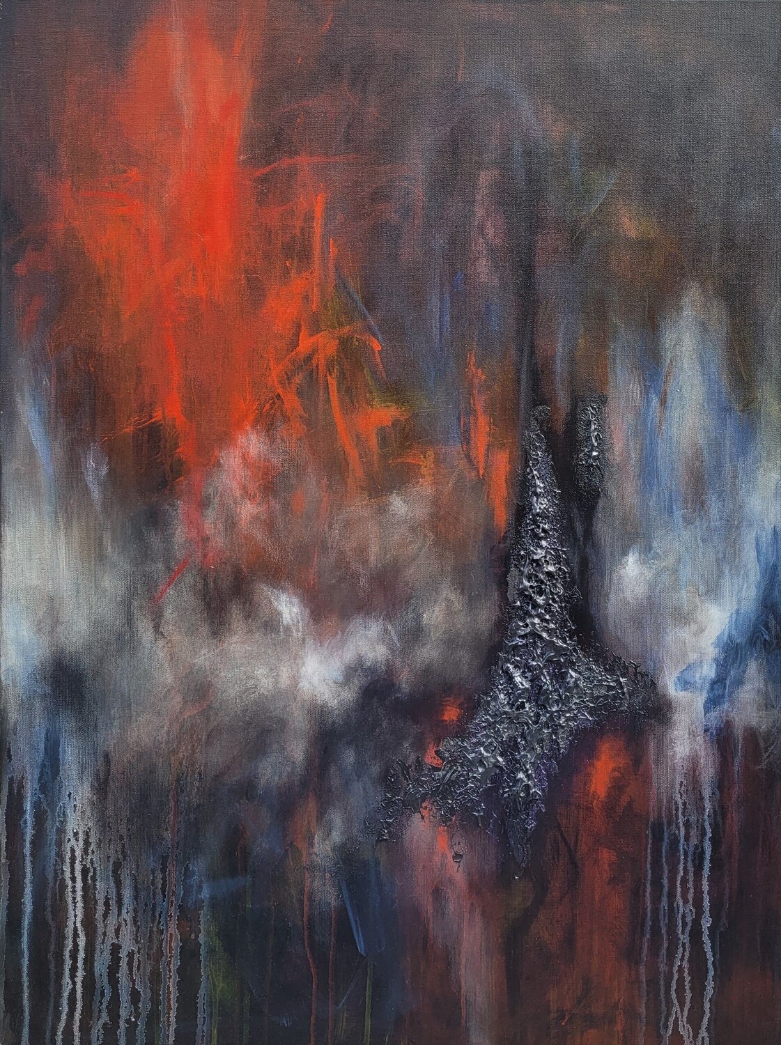 Born of Fluid and Flame: Inferno's Heart Redin Winter Original painting for sale