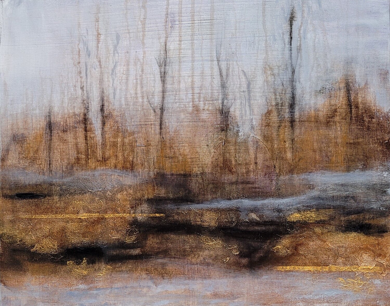 Autumnal Uprising Redin Winter Original painting for sale