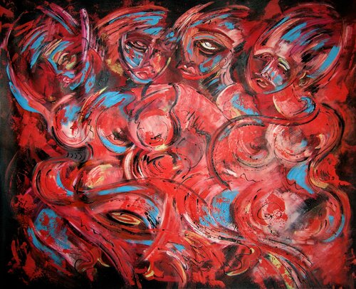 Flamenco  in Red by Irma Engelbrecht, Painting for Sale on Select