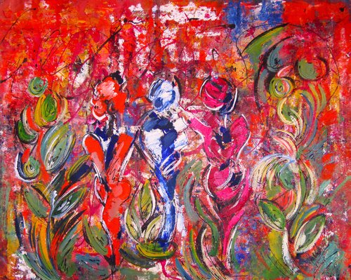 A Stroll under an Orange Sky by Irma Engelbrecht, Painting for Sale on Select