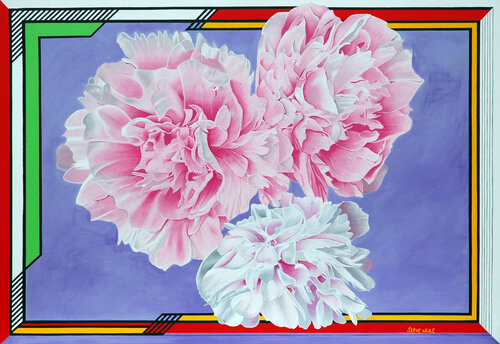 Three Peonies In a Complicated Frame by Steve White, Painting for Sale on Select