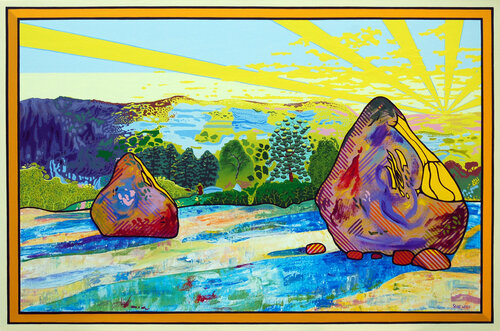 Monet's Haystacks, after Roy Lichtenstein, Katsushika Hokusai, Gerhard Richter by Steve White, Painting for Sale on Select