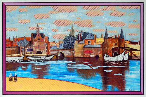 Another View Of Delft, after Vermeer, Picasso and Lichtenstein by Steve White, Painting for Sale on Select
