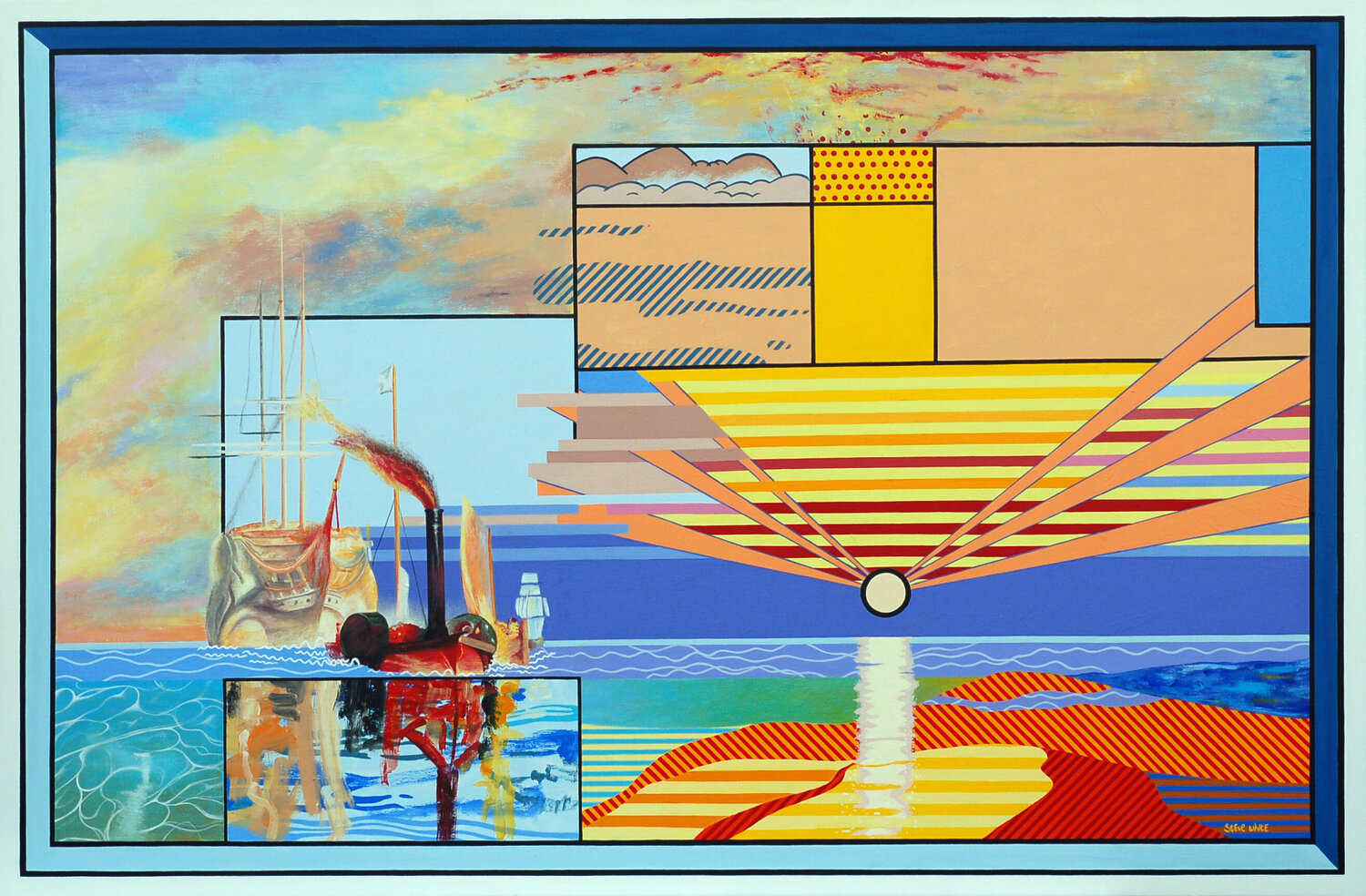 The Fighting Temeraire, after JMW Turner, Roy Lichtenstein and Piet Mondrian Steve White Original painting for sale