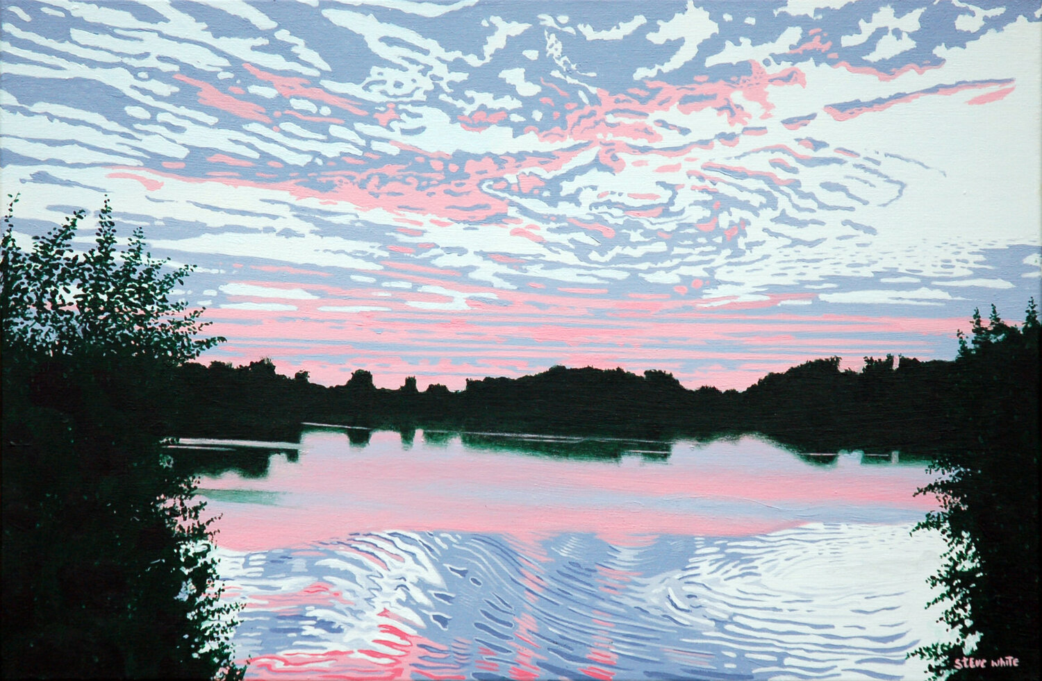 Pink Sunset Steve White Original painting for sale