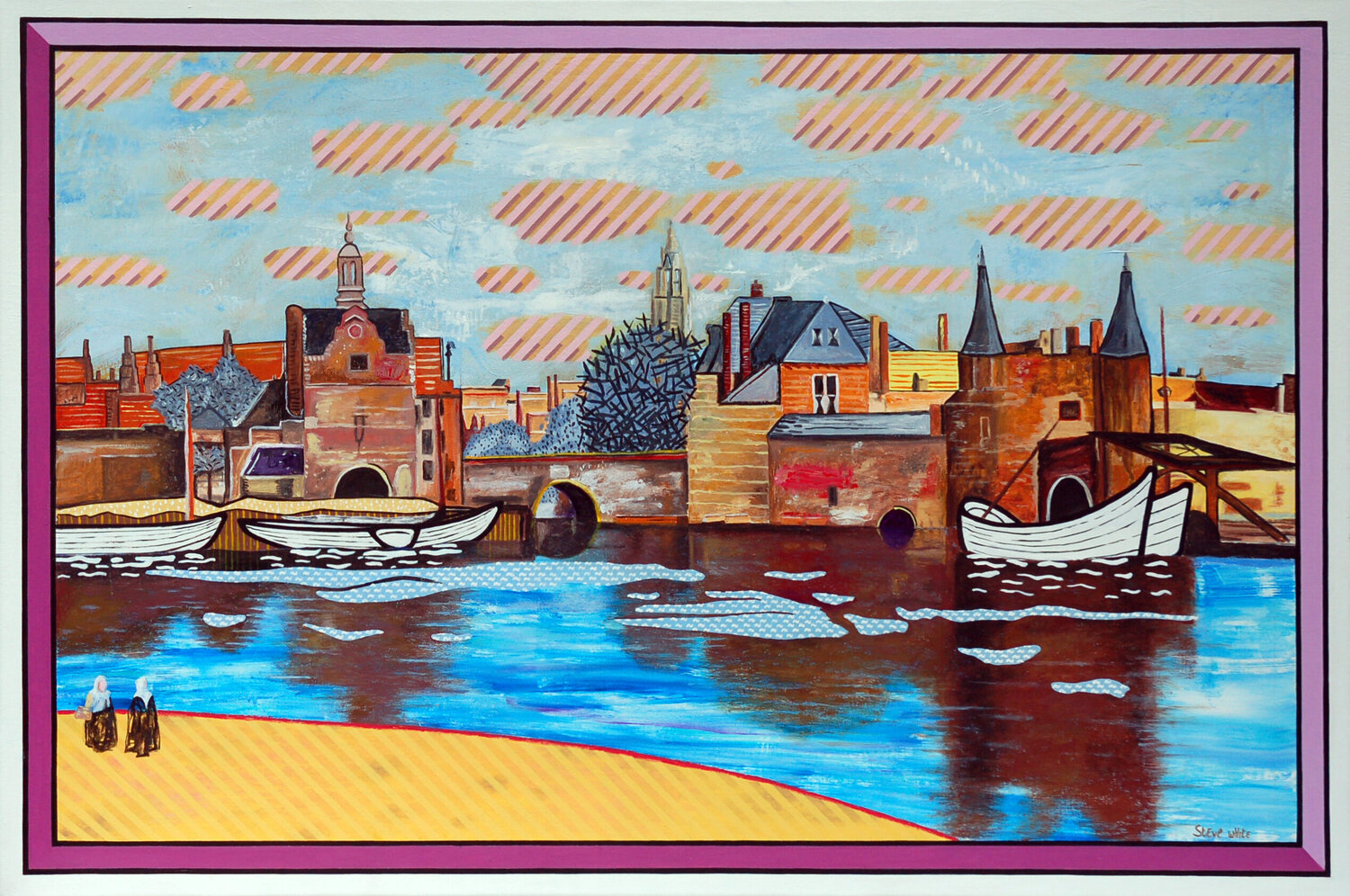 Another View Of Delft, after Vermeer, Picasso and Lichtenstein Steve White Original painting for sale