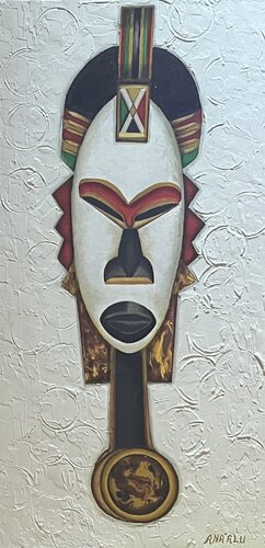 Africa Mask (White Mask) by Andy Hollimon, Painting for Sale on Select