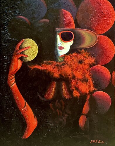 Femme en Rouge (Lady in Red) by Andy Hollimon, Painting for Sale on Select