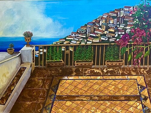 Early Morning in Positano Italy by Andy Hollimon, Painting for Sale on Select