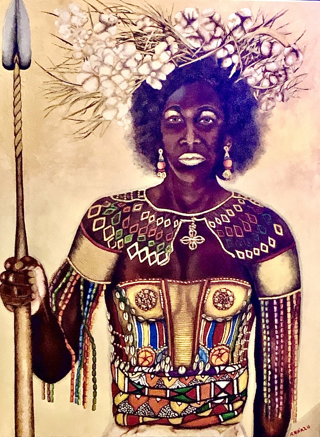 African Warrior Queen Nickeisha Andy Hollimon Original painting for sale