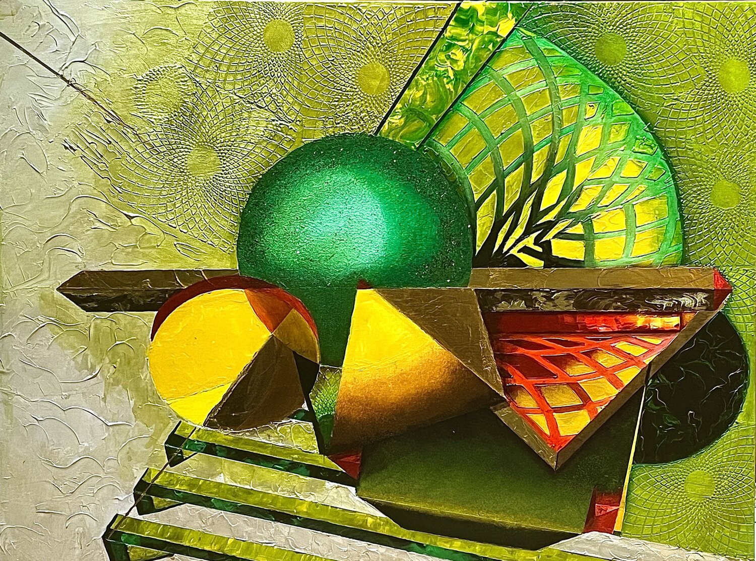 Composition 1: Green Andy Hollimon Original painting for sale