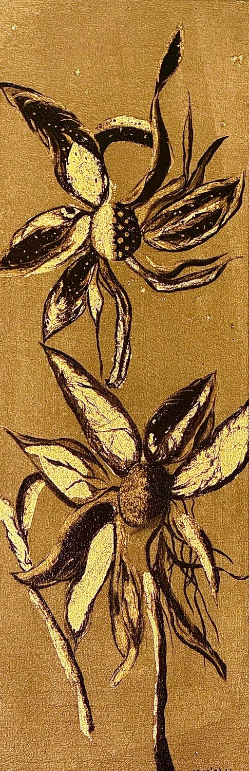 Gold Floral Andy Hollimon Original painting for sale