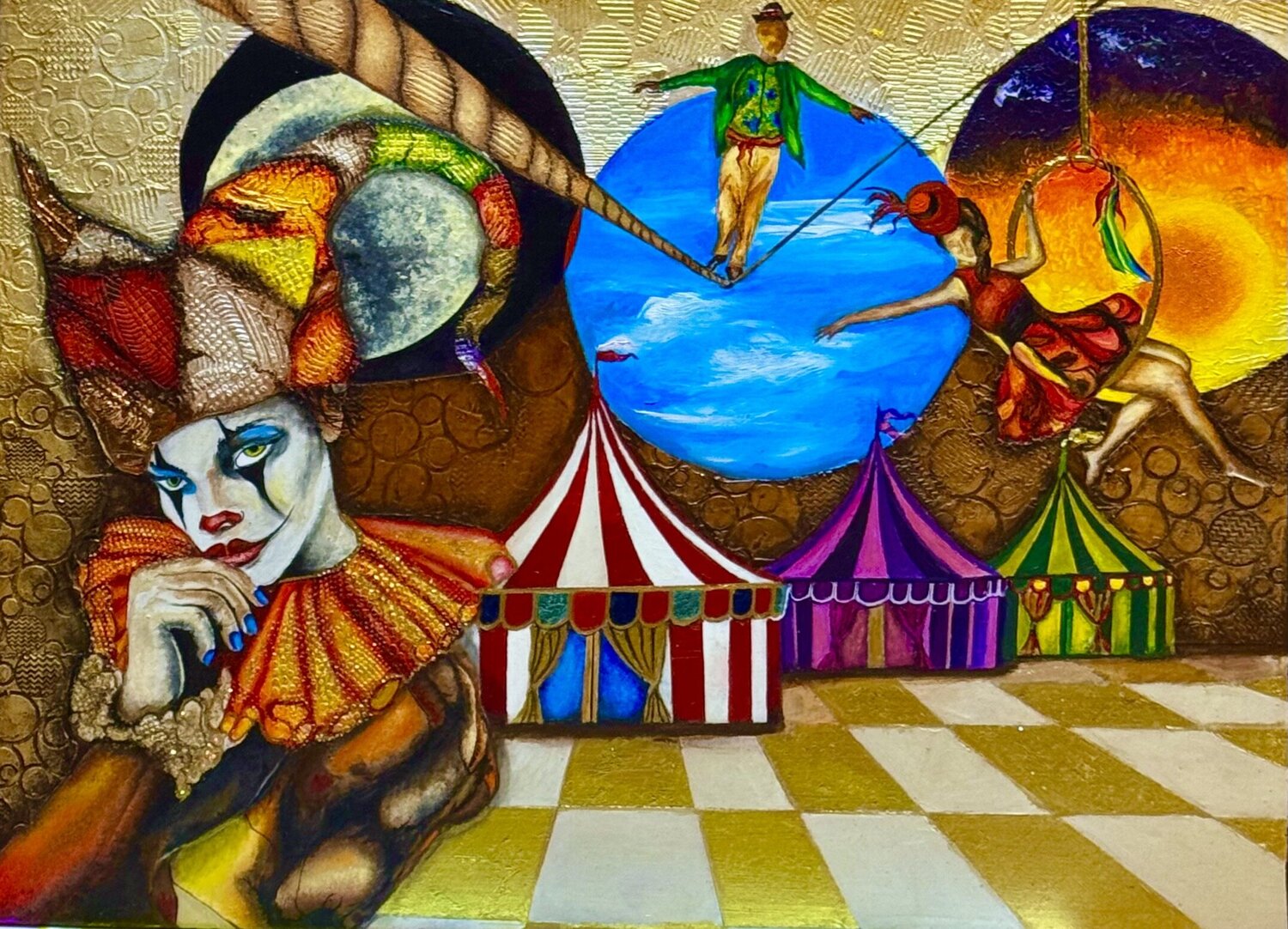 Le Cirque Surrealiste Andy Hollimon Original painting for sale