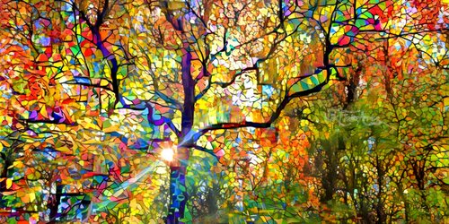 MODERN COLORFUL TREE 2 by Nik Tod, Painting for Sale on Select