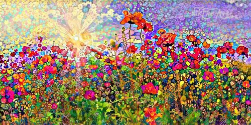 COLORFUL POPPY FIELD by Nik Tod, Painting for Sale on Select
