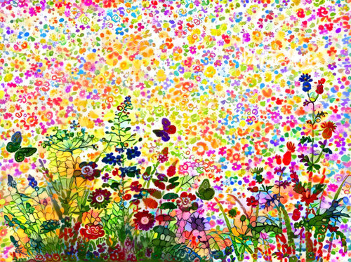WILDFLOWERS WITH BUTTERFLIES by Nik Tod, Painting for Sale on Select