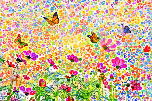 WILDFLOWERS WITH BUTTERFLIES 2 by Nik Tod, Painting for Sale on Select