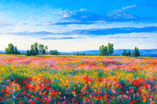 WILDFLOWERS FIELD by Nik Tod, Painting for Sale on Select