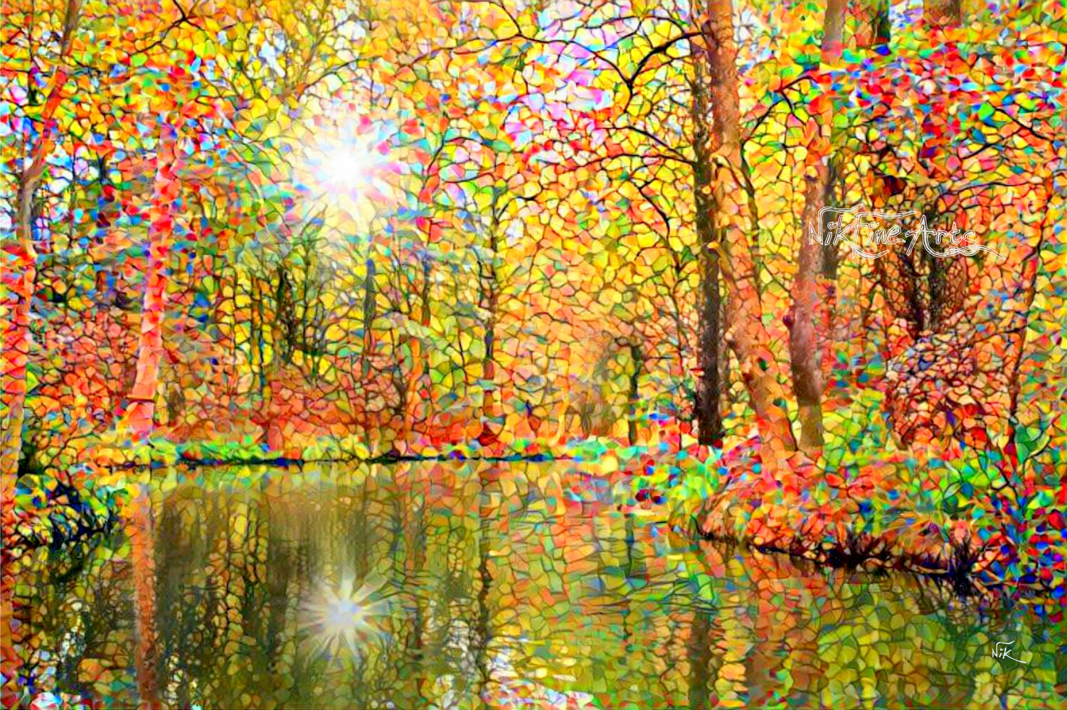 RIVER IN THE FOREST 2 Nik Tod Original painting for sale