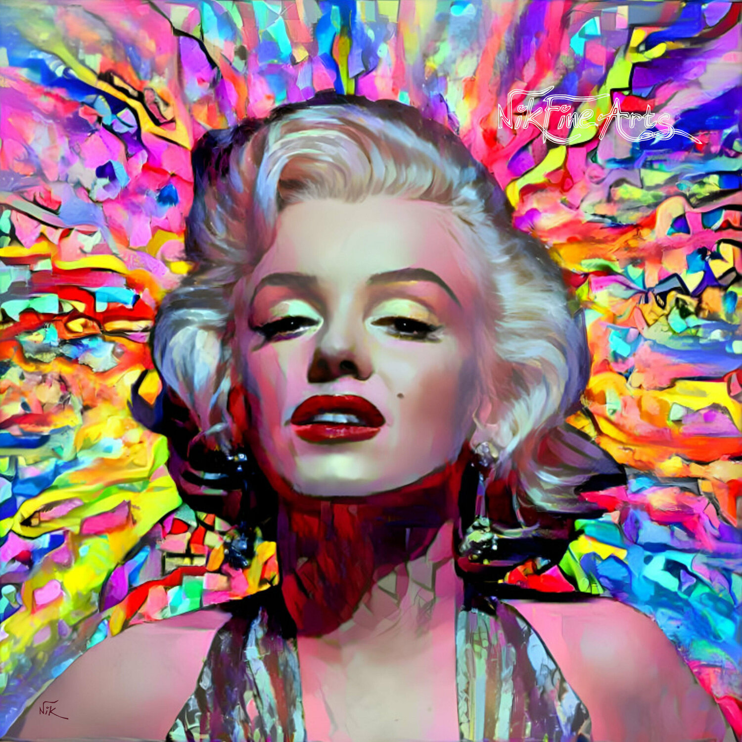 COLORFUL MARILYN MONROE Nik Tod Original painting for sale