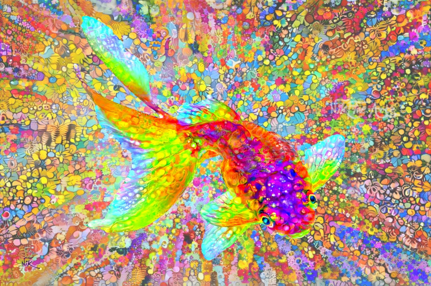 BEAUTIFUL GRACEFUL FISH Nik Tod Original painting for sale
