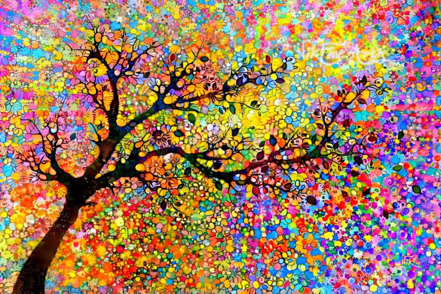 MODERN COLORFUL TREE 11 Nik Tod Original painting for sale