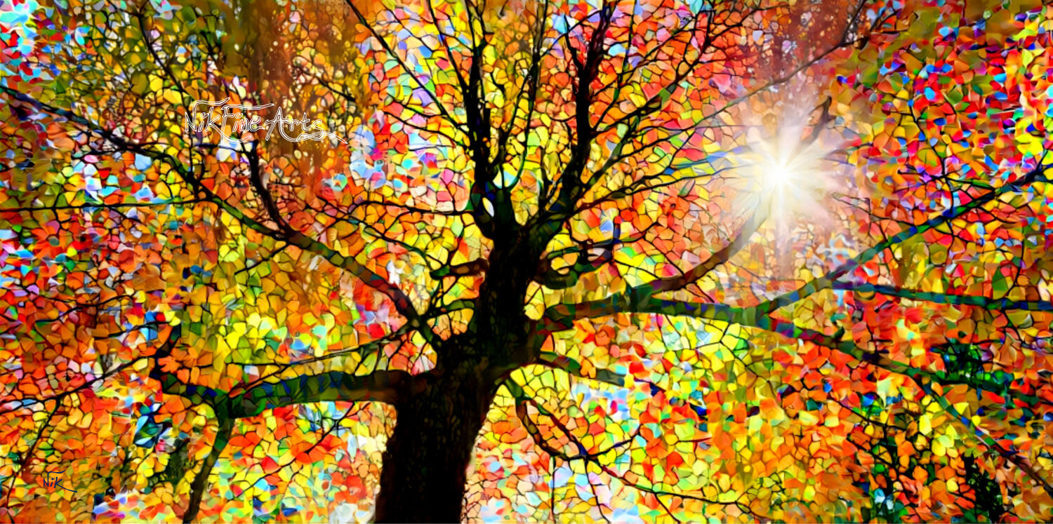 MODERN COLORFUL TREE 13 Nik Tod Original painting for sale