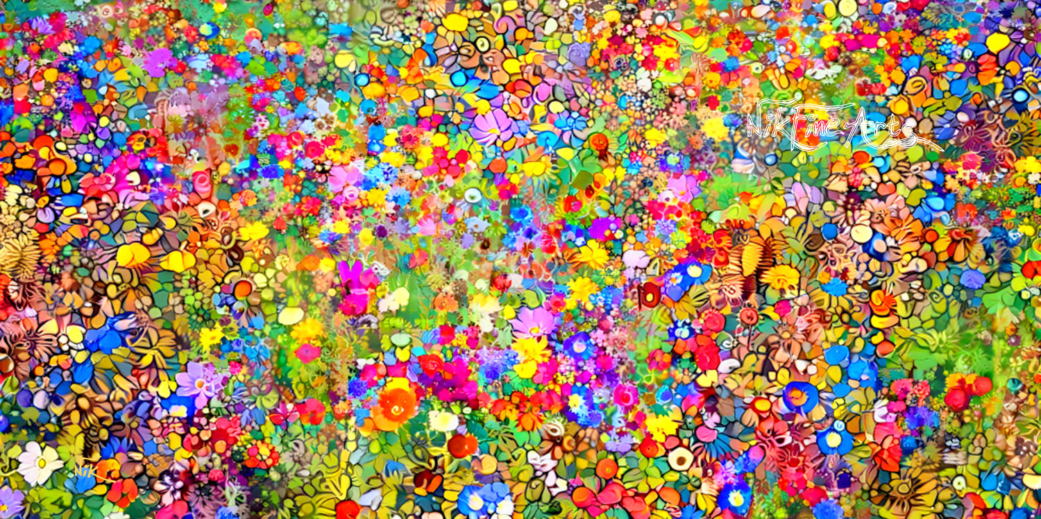 FESTIVE EXPLOSION OF THE WILDFLOWERS 2 Nik Tod Original painting for sale
