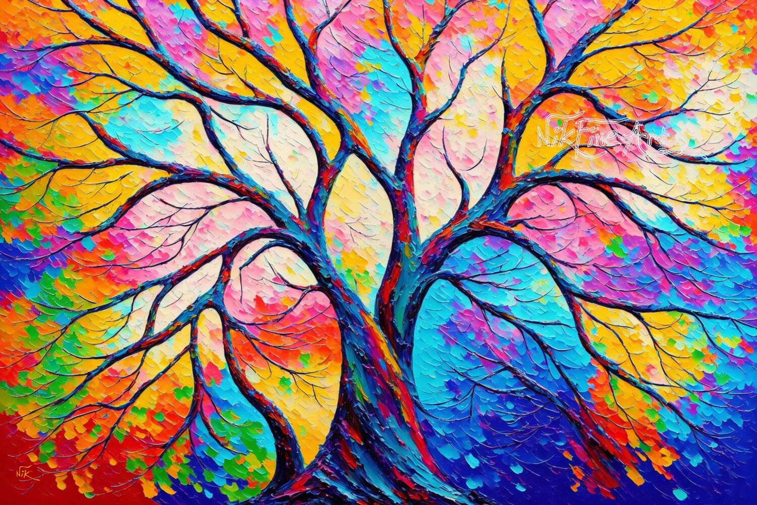FANTASTIC TREE OF HAPPINESS Nik Tod Original painting for sale