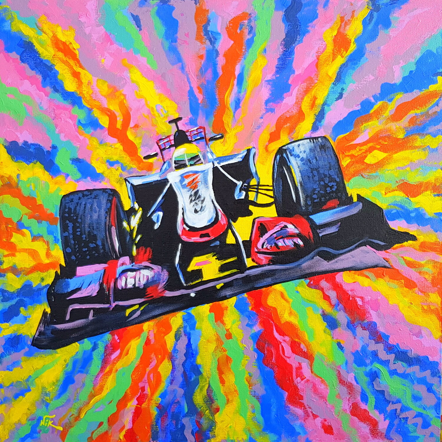 FORMULA ONE SPORT RACING CAR Nik Tod Original painting for sale