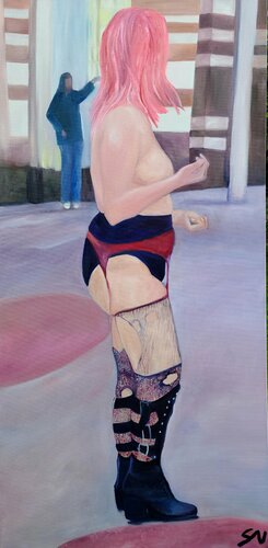 Pinky what's that guy doing? by Stacy N, Painting for Sale on Select