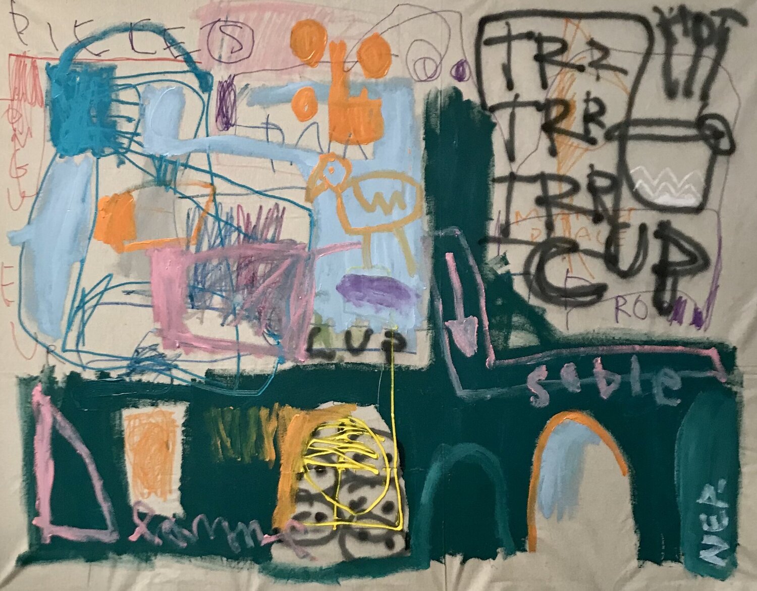 6 cafés en grains svp NEP Original painting for sale