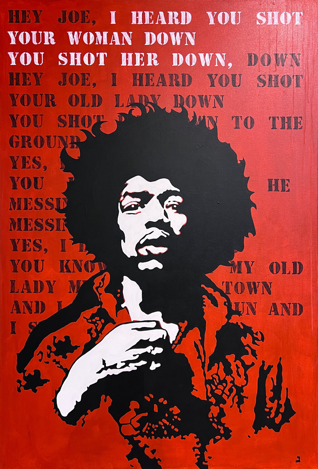 HEY JOE (RED) Michel Acosta Perez Original painting for sale
