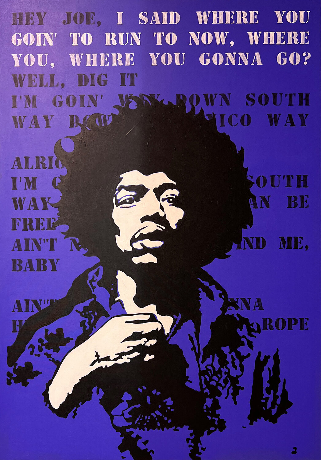 HEY JOE (BLUE) Michel Acosta Perez Original painting for sale