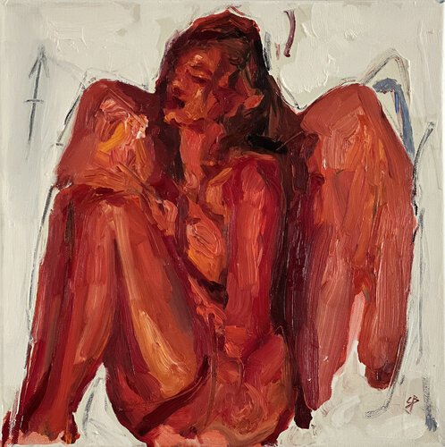 Red Angel by Claudia Barbu, Painting for Sale on Select