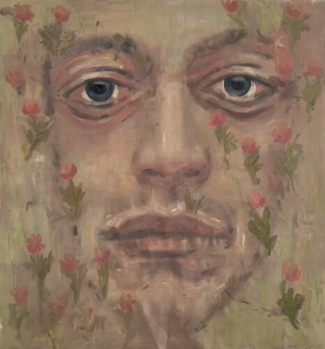 man with flowers von Claudia Barbu, Malerei kaufen auf Select