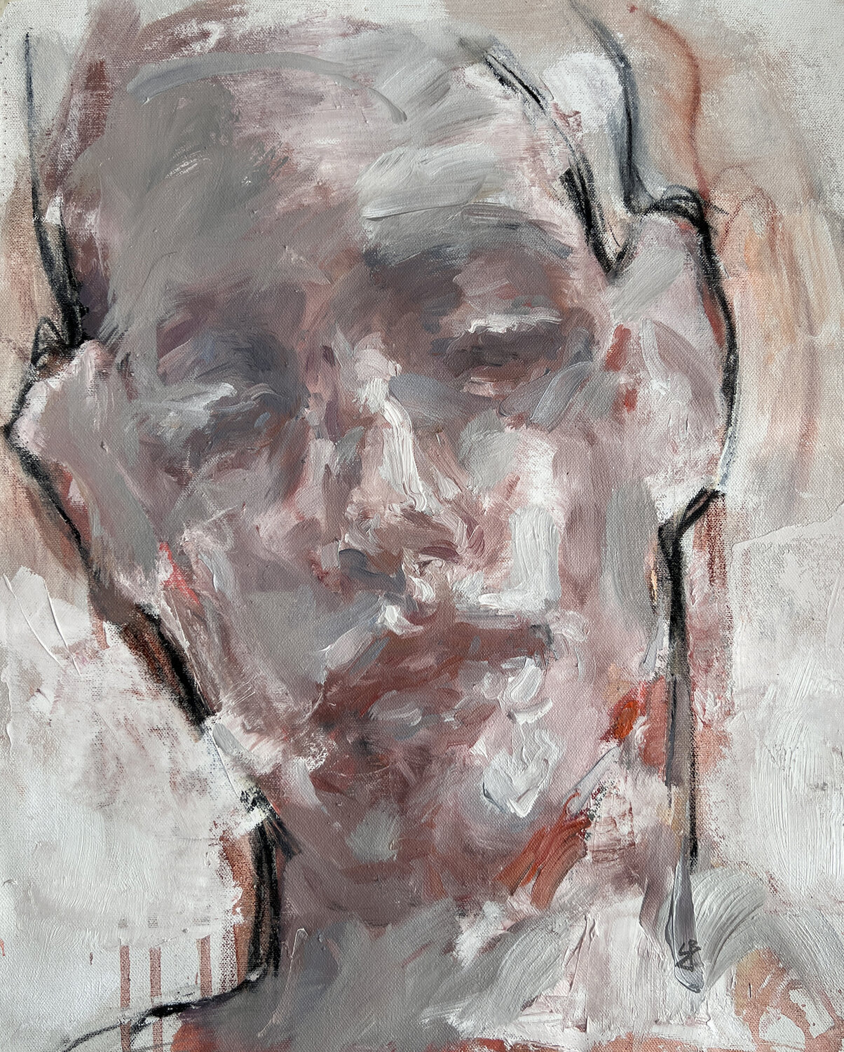 face in clouds Claudia Barbu Original painting for sale