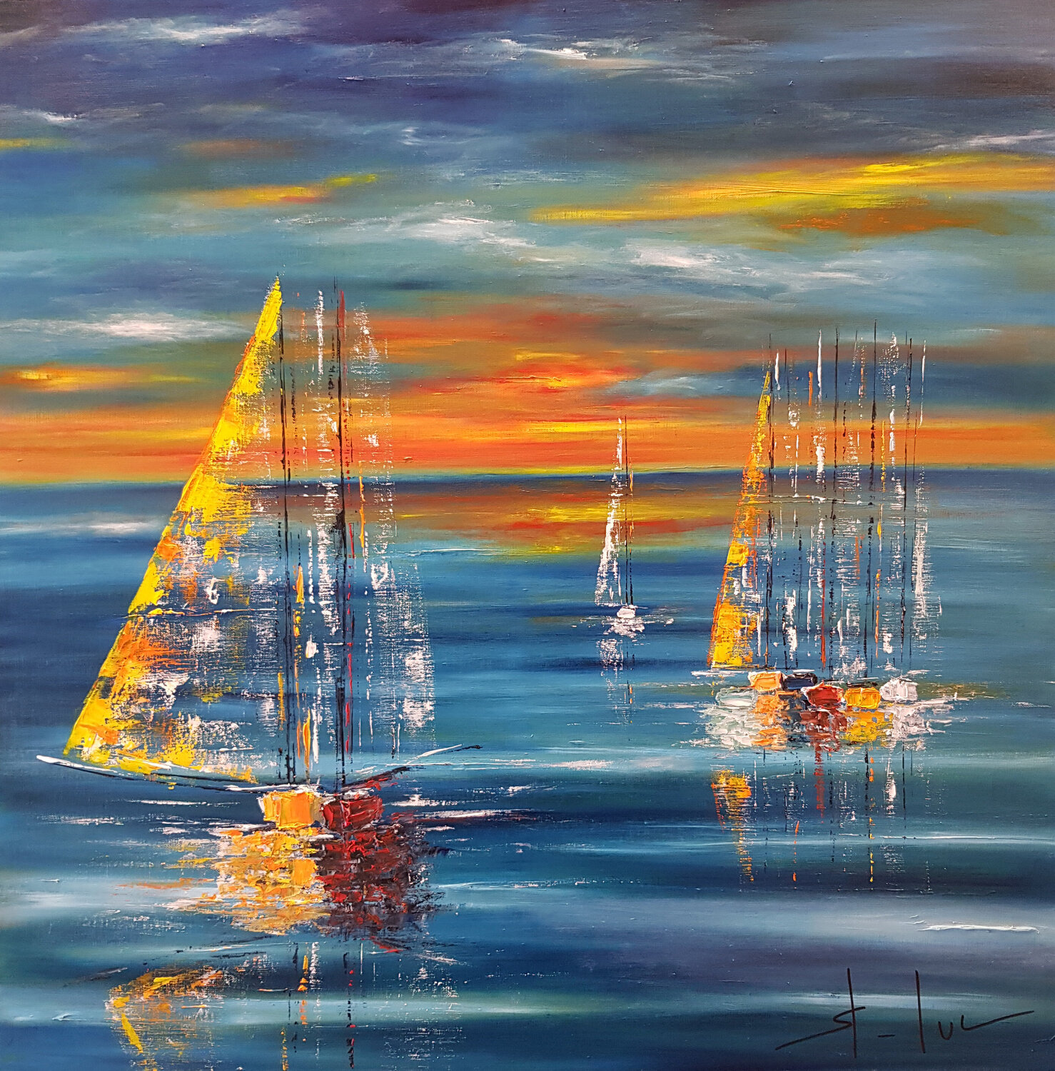 Voyage Nocturne 2 MICHEL SAINT-LUC Original painting for sale