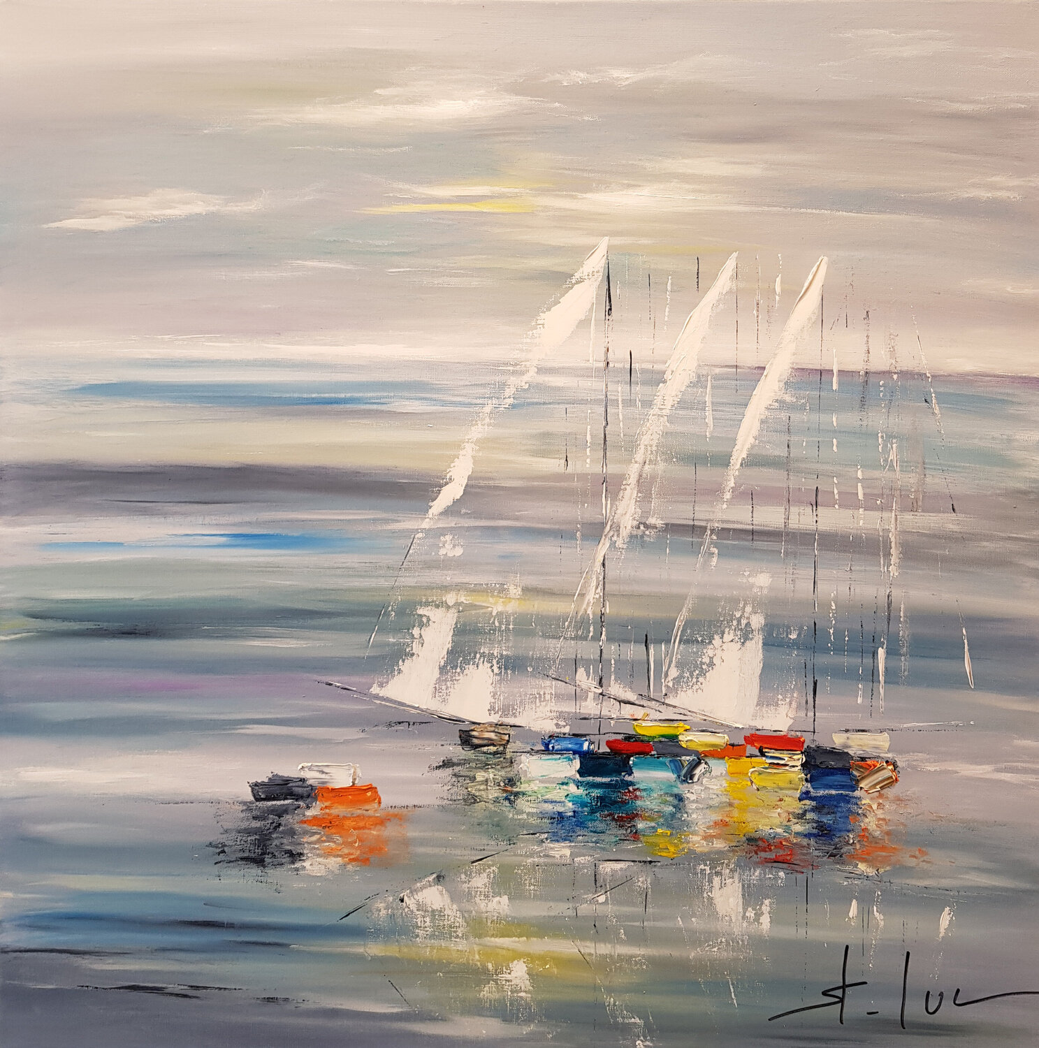 Douce Evasion 3 MICHEL SAINT-LUC Original painting for sale