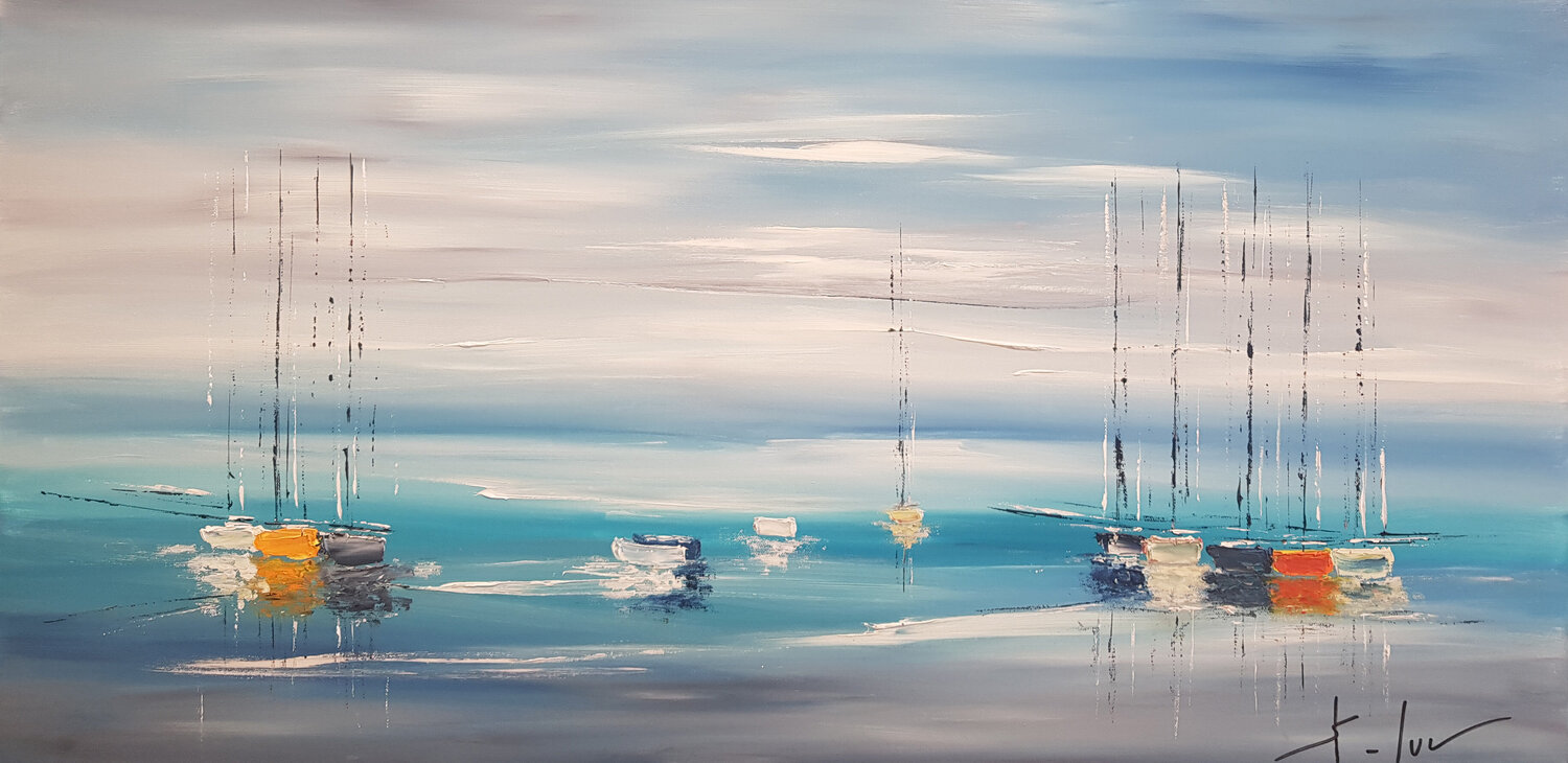 Bleu Lagon MICHEL SAINT-LUC Original painting for sale