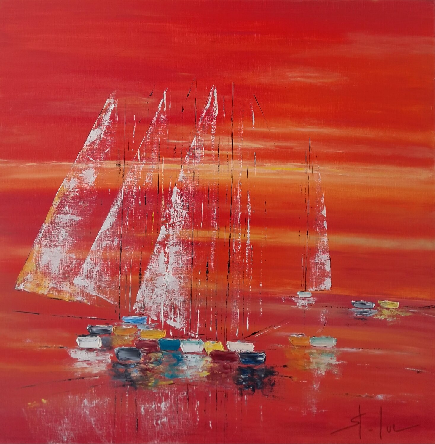 Ciel de Feu 3 MICHEL SAINT-LUC Original painting for sale