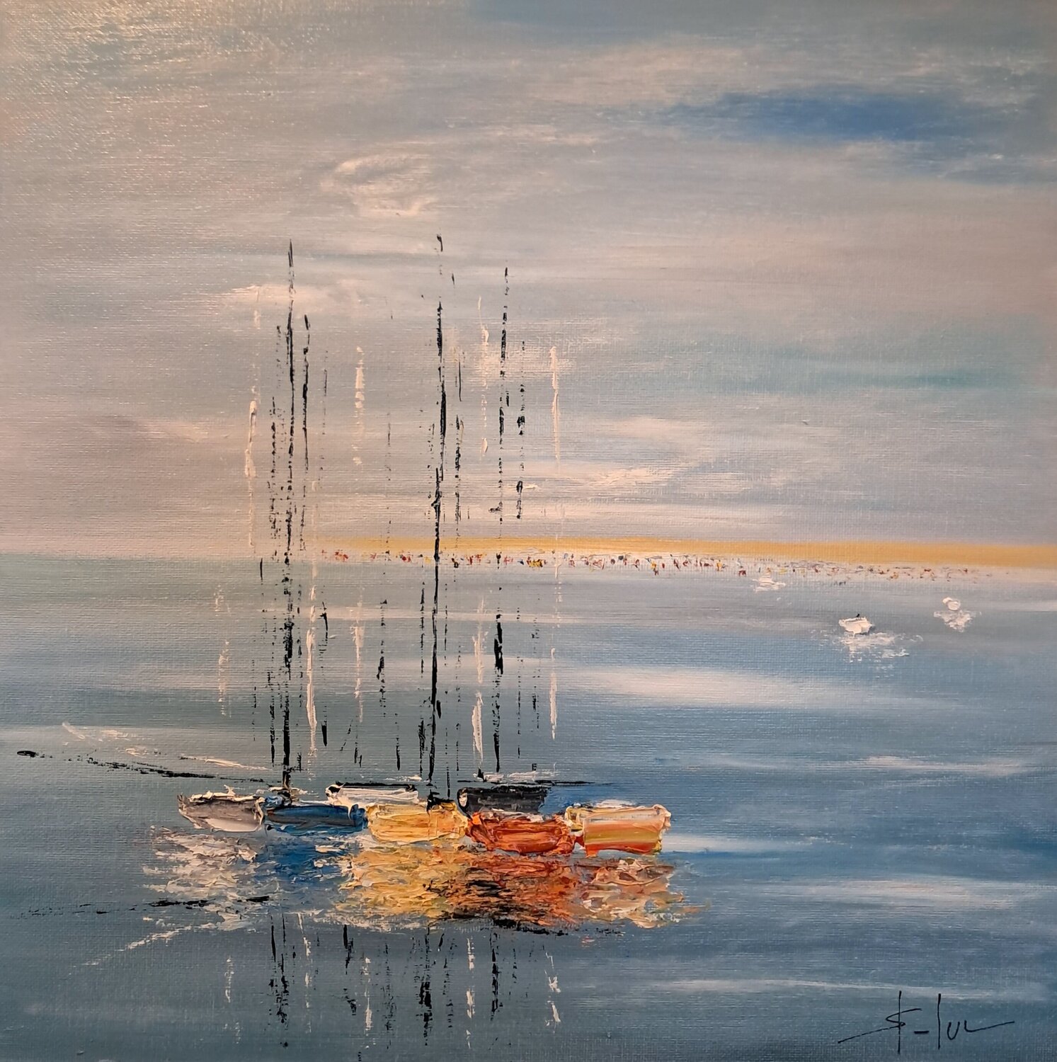 Un Été Turquoise - Ref 114726 MICHEL SAINT-LUC Original painting for sale