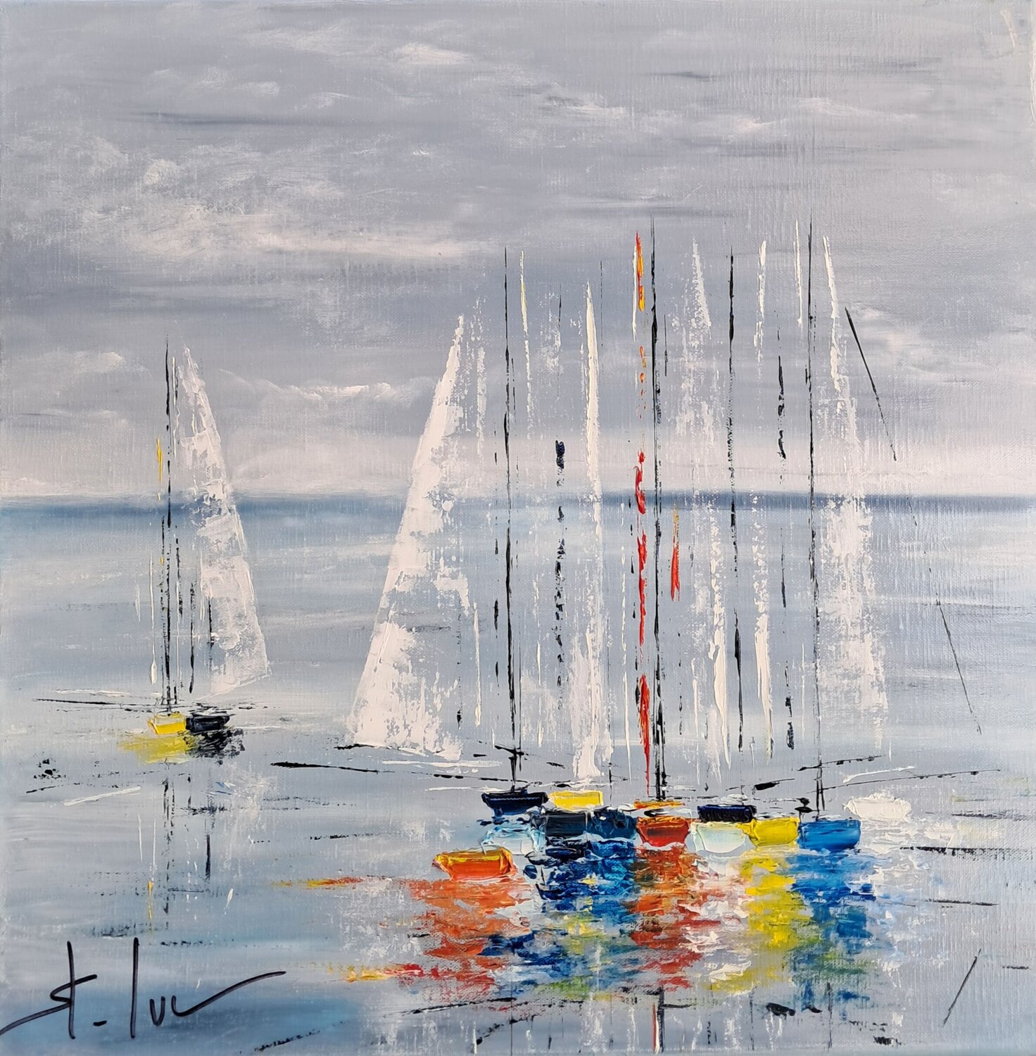 Les Vents Turquoise 15 MICHEL SAINT-LUC Original painting for sale