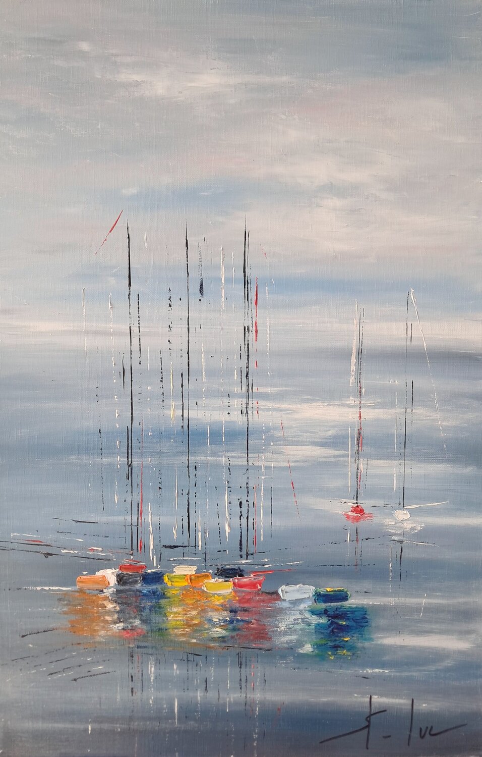 Mélodie en Bleu 5 MICHEL SAINT-LUC Original painting for sale
