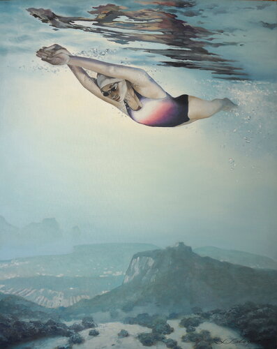 Schwimmerin 2 by Sergej Sologub, Painting for Sale on Select